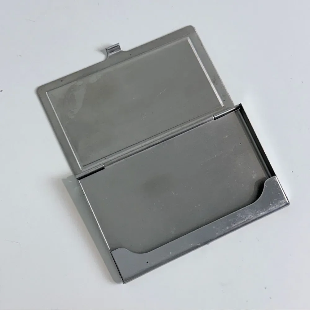 Silver Blue Tattoo Print Business Card Holder Y2K